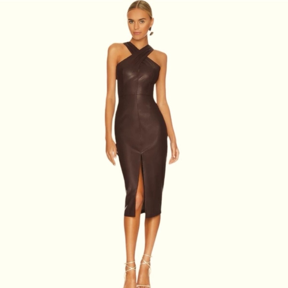 SAYLOR Rach Midi Dress plum leather  NEW SOLD OUT